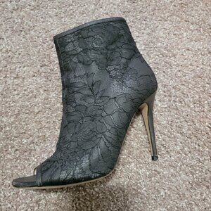 Valentino AUTHENTIC Lace Open Toe Ankle Bootie in Black Size 38.5